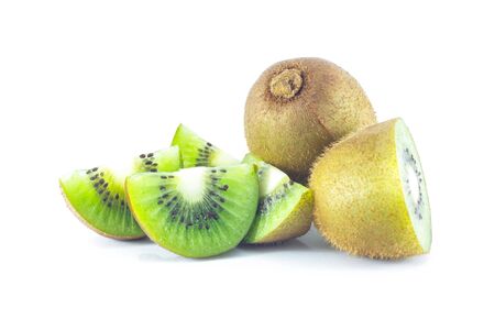 kiwi fruit on white backgroundの写真素材