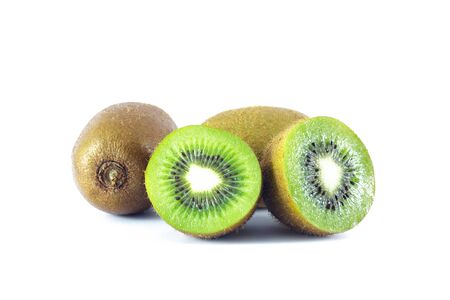 kiwi fruit on white backgroundの写真素材