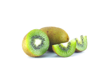 kiwi fruit on white backgroundの写真素材