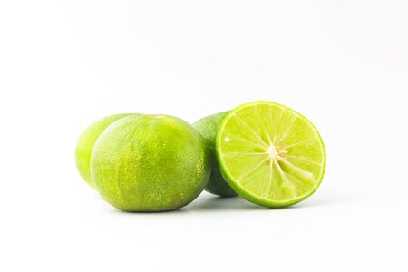 limes isolated on white backgroundの写真素材
