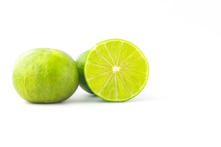 limes isolated on white backgroundの写真素材