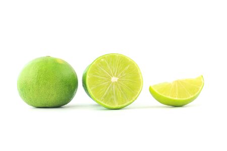 limes isolated on white backgroundの写真素材