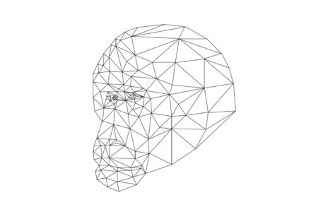 low polygon linear of monkey head on white backgroundの写真素材