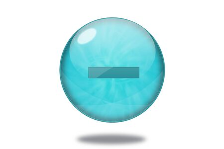 minus icon in blue button on white backgroundの写真素材