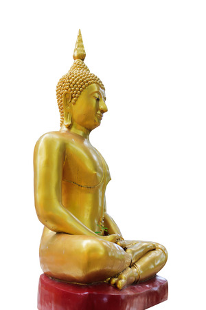 sitting buddha image isolated on white backgroundの写真素材