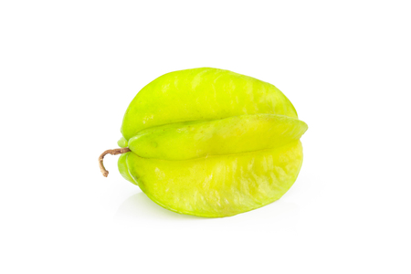 fresh star fruits on white backgroundの写真素材
