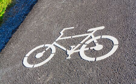 bicycle sign on the road : bicycle laneの写真素材