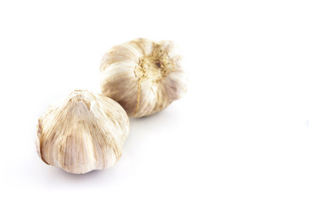 group of garlic on white backgroundの写真素材