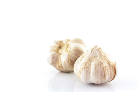 group of garlic on white backgroundの写真素材