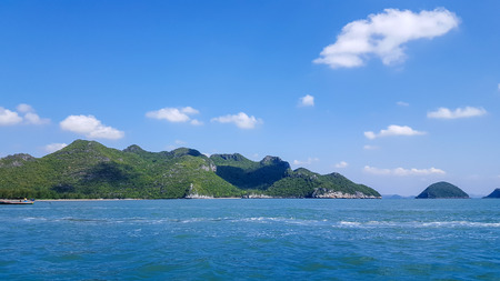 veiw of mountain and sea under blue sky in Sam roi yod nationpark ,Thailandの写真素材