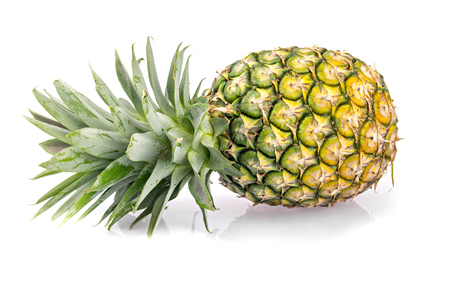 ripe pineapple on white backgroundの写真素材