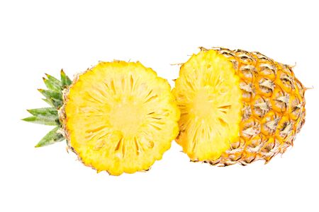ripe pineapple on white backgroundの写真素材