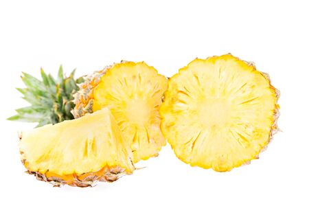 ripe pineapple on white backgroundの写真素材