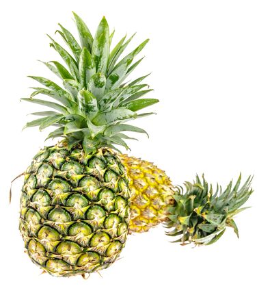 ripe pineapple on white backgroundの写真素材