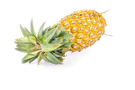 ripe pineapple on white backgroundの写真素材