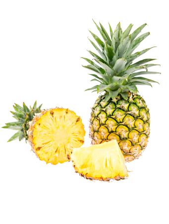 ripe pineapple on white backgroundの写真素材