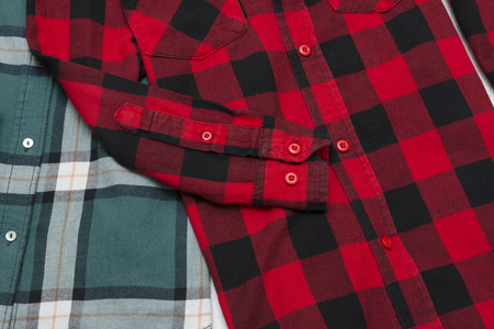 Green and red plaid shirts. Fashionable conceptの写真素材