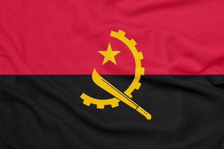 Flag of Angola on textured fabric. Patriotic symbolの写真素材