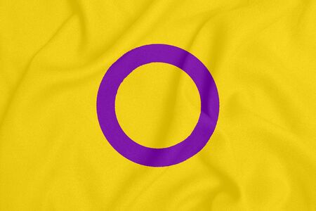 LGBT intersex pride community flag on a textured fabric. Pride symbolの写真素材