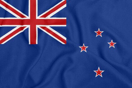 Flag of New Zealand on textured fabric. Patriotic symbolの写真素材