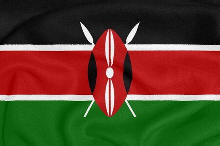 Flag of Kenya on textured fabric. Patriotic symbolの写真素材