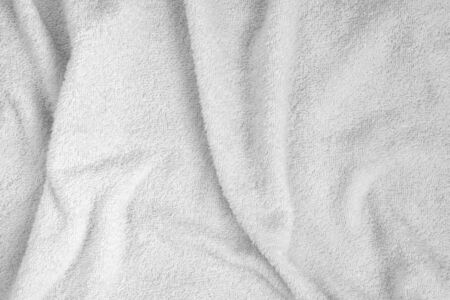 Crumpled fabric texture terry towel. White colorの写真素材