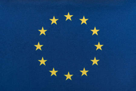 Flag of European Union. 12 stars on blue background. Flag of Europe.