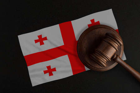 Judges gavel and the flag of Georgia. Law and Justice. Constitutional law.の写真素材