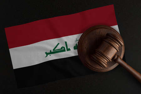 Judges gavel and the flag of Iraq. Law and Justice. Constitutional law.の写真素材