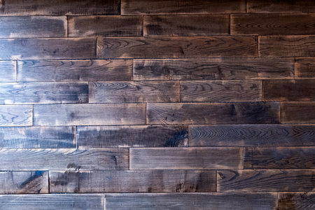 Dark Old wood texture. with sunlight. Natural wood shabby backgroundの写真素材