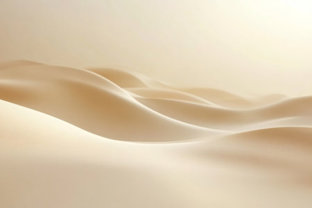 Soft waves flowing gracefully across a minimalist beige background, creating an elegant and soothing visual that evokes tranquilityの素材