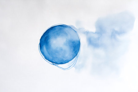 Simple and elegant watercolor painting representing a blue yo yo toy, perfect for children and playful projectsの素材