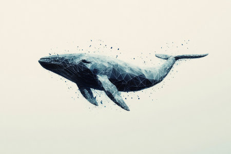 Geometric whale design, showcasing a minimalist and modern aesthetic with interconnected lines and polygonsの素材