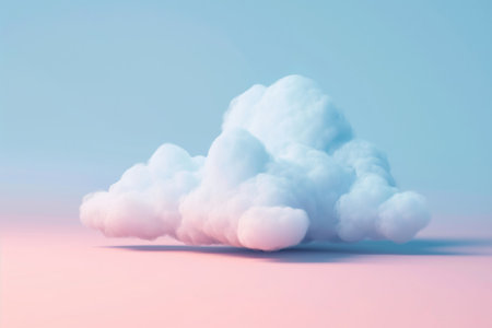 Soft, fluffy cloud sculpture against a serene pink and blue gradient, embodying simplicity and calmnessの素材