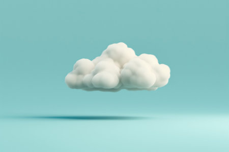 Minimalist white cloud icon floating on a soft blue background, evoking a sense of peace and simplicityの素材