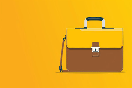 Illustration of a modern. Minimalist. And stylish professional briefcase with yellow background. Featuring a flat. Simple design and elegant graphicの素材
