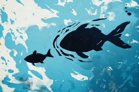 Conceptual illustration about the effects of pollution on marine life and the food chainの素材