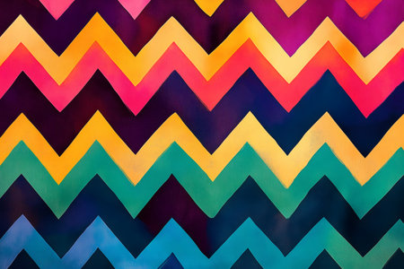 Colorful zigzag pattern creating a visually appealing textured background, ideal for design projectsの素材