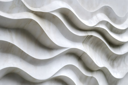 Curved, wave like patterns in a textured surface create an illusion of movement, showcasing a modern and abstract design elementの素材