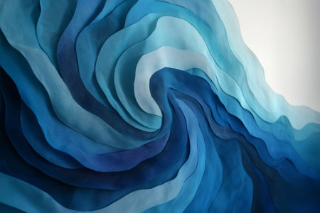 Abstract design featuring swirling layers of gradient blues, evoking the motion and depth of a whirlpool. The composition offers a sense of movementの素材