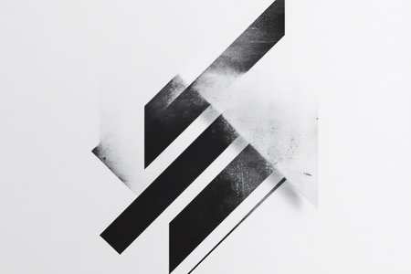 Minimalist monochrome poster featuring bold geometric shapes and a textured grunge effect, creating a modern and abstract designの素材