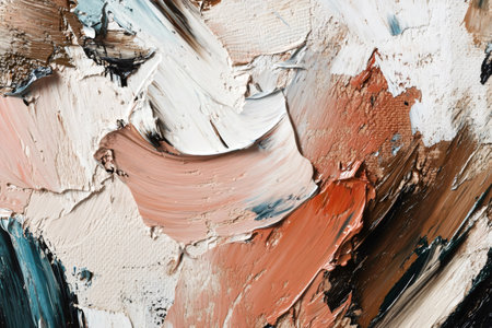 Oil paint creating a striking abstract texture with palette knife strokes. Impasto technique showing thick layers of paintの素材