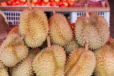 durian fruit to sell the market .の写真素材