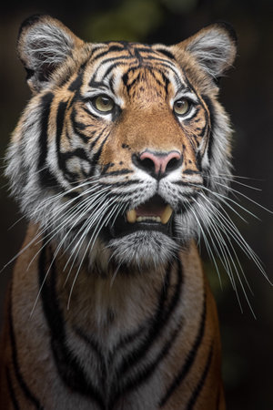 Portrait of a Sumatran Tiger (Panthera tigris sumatrae)の写真素材
