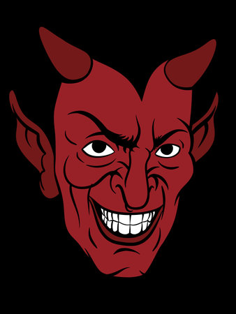 Devil Face Mascot, Vector Illustration, Isolated On Black Backgroundのイラスト素材