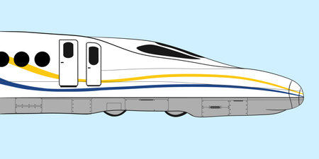 Illustration of a high-speed train on a blue background.のイラスト素材