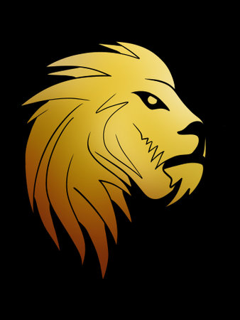 Lion head on a black background. Vector illustration for your designのイラスト素材