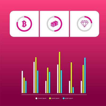 Info Graphic Element Design Flat Isolated Dark Magenta Backgroundのイラスト素材