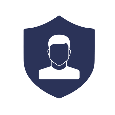 Male Person Sign with Protect Symbol Flat Isolated Graphicのイラスト素材