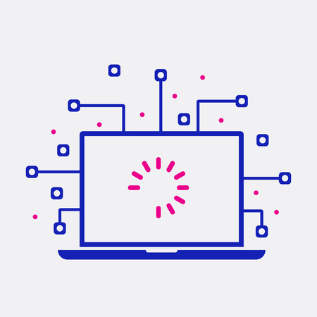 Laptop and Loading Icon Flat Isolated Graphic Symbolのイラスト素材